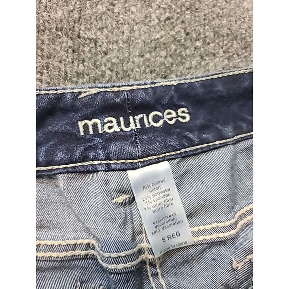 Maurices  Jeans Size 3/4 Junior Womens Small Stretch Distressed Patchwork - Picture 5 of 8